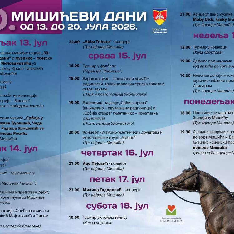 30. Мишћеви дани почињу у понедељак